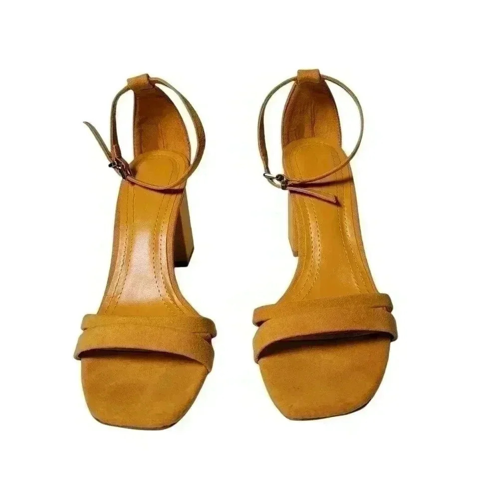 New Bershka Women's Open Toe Block Kitten Heels Dress Sandals Fall - Picture 6 of 11
